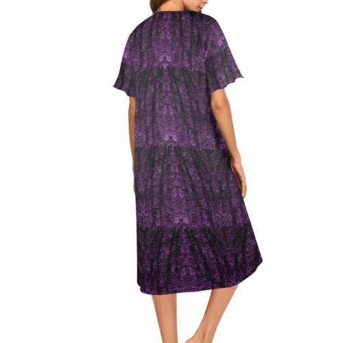 dark purple roses Women's Button Front House Dress