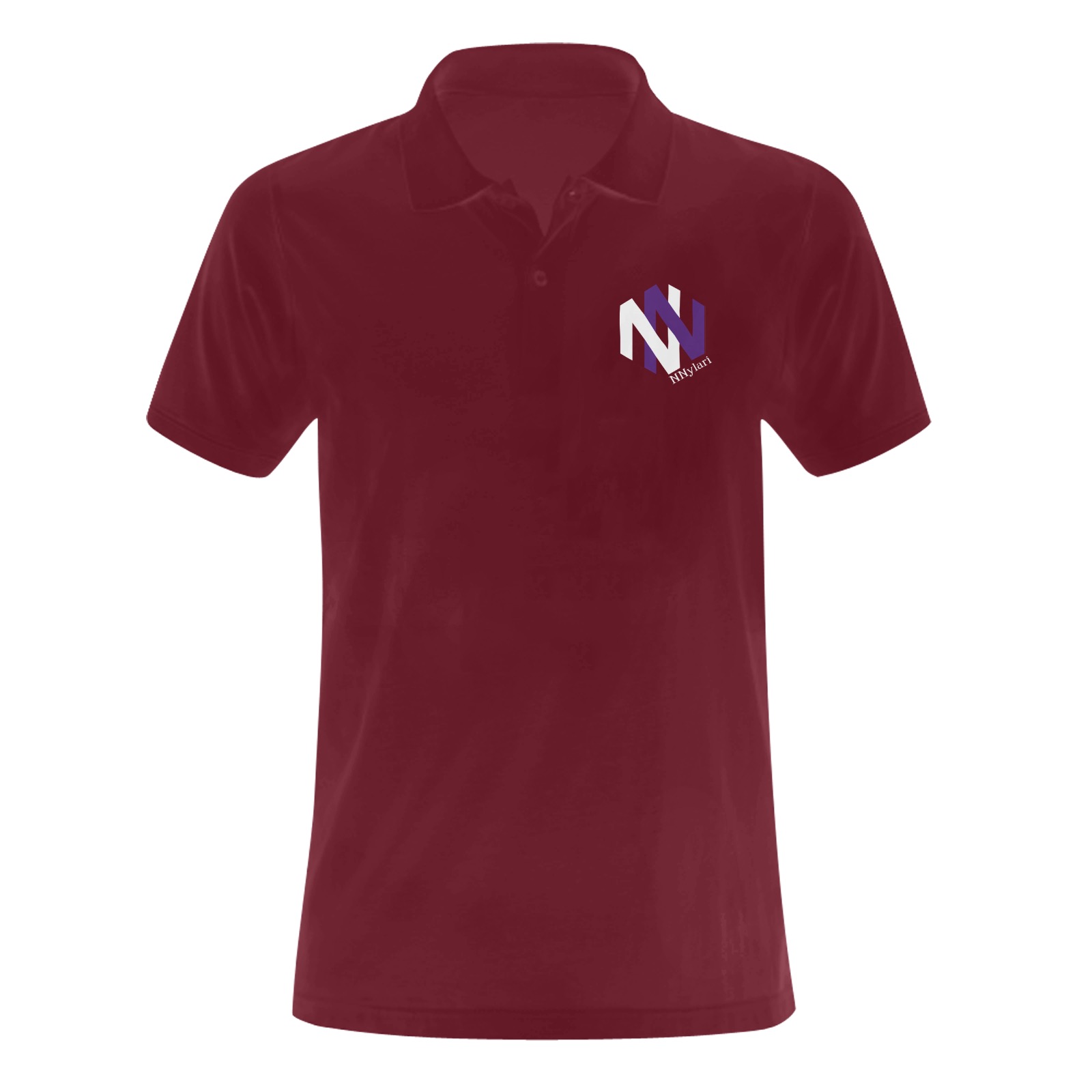 NNylari Polo Men Burgundy (white text) Men's Polo Shirt (Model T24)