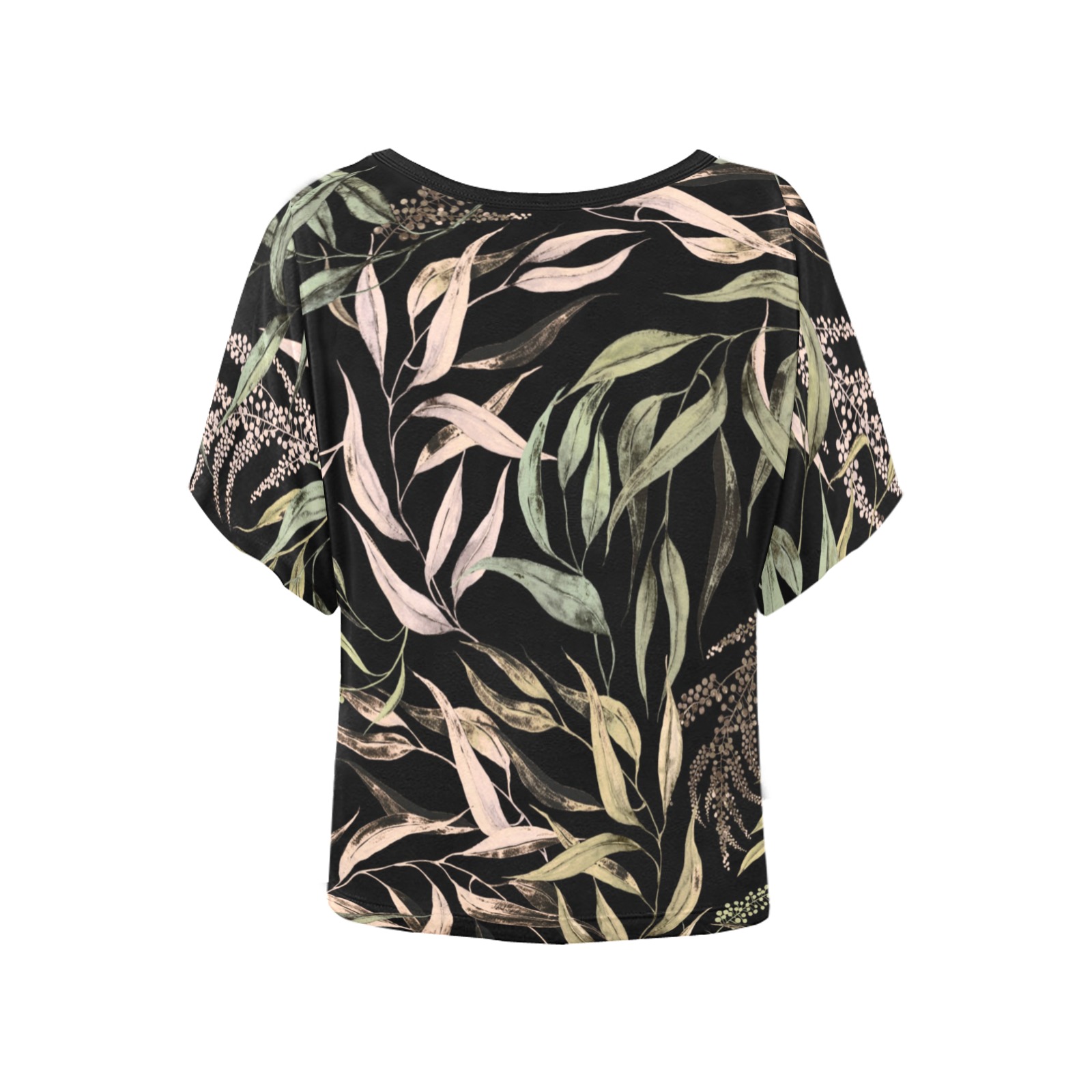 Dark Forest leaves dramatic Women's Batwing-Sleeved Blouse T shirt (Model T44)
