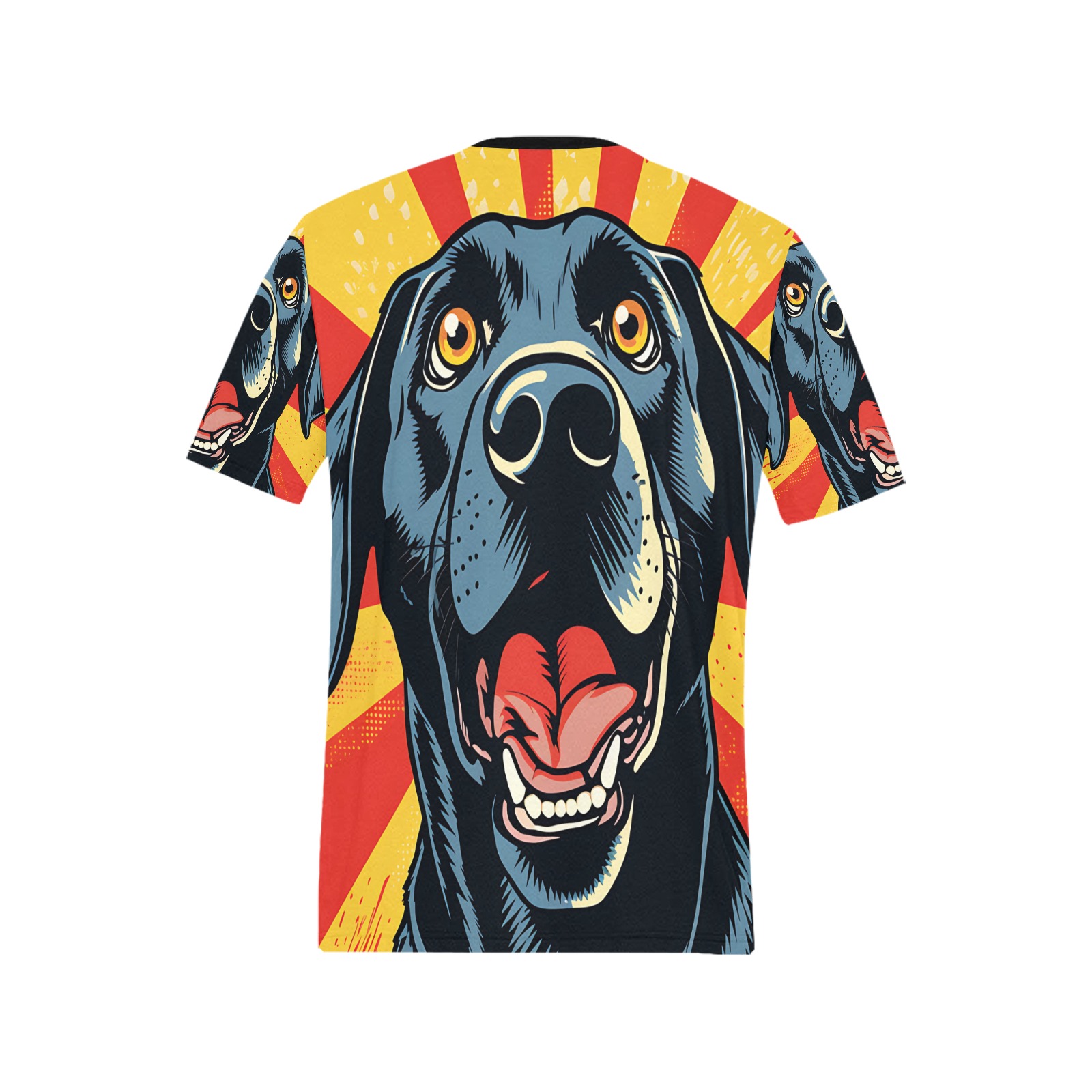 Black Labrador Pop Art Men's All Over Print T-Shirt (Solid Color Neck) (Model T63)