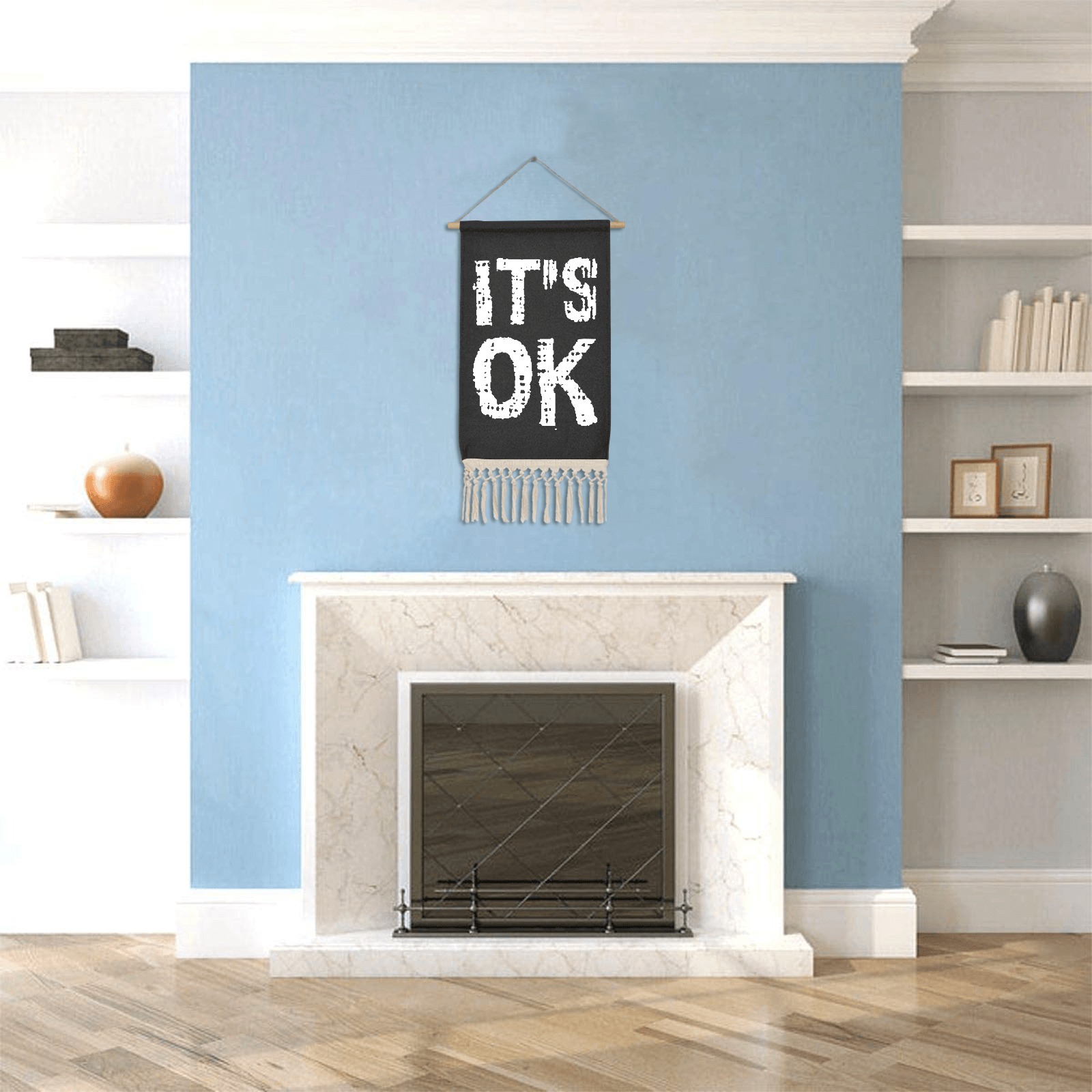 It is OK inspirational white text. Linen Hanging Poster