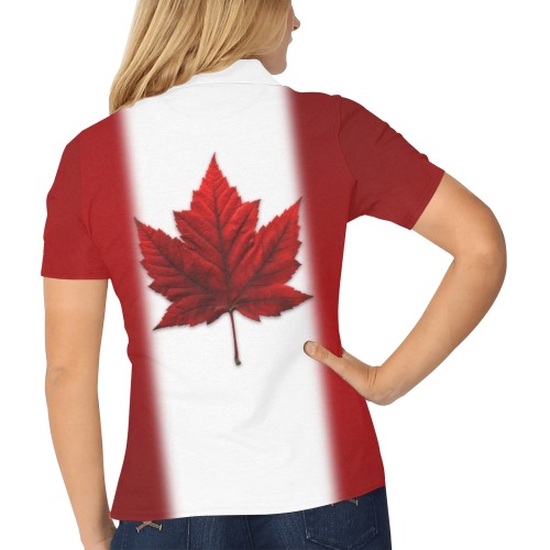 Women's Canada Flag Team Women's All Over Print Polo Shirt (Model T55)