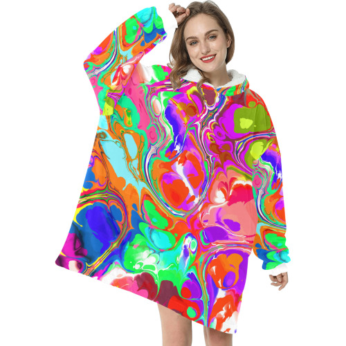 Psychedelic Abstract Marble Artistic Dynamic Paint Art Blanket Hoodie for Women