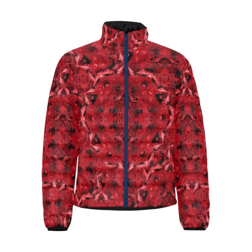 reveil very dark red Men's Stand Collar Padded Jacket (Model H41)