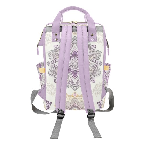 Violet Mandala Backpack Multi-Function Diaper Backpack/Diaper Bag (Model 1688)