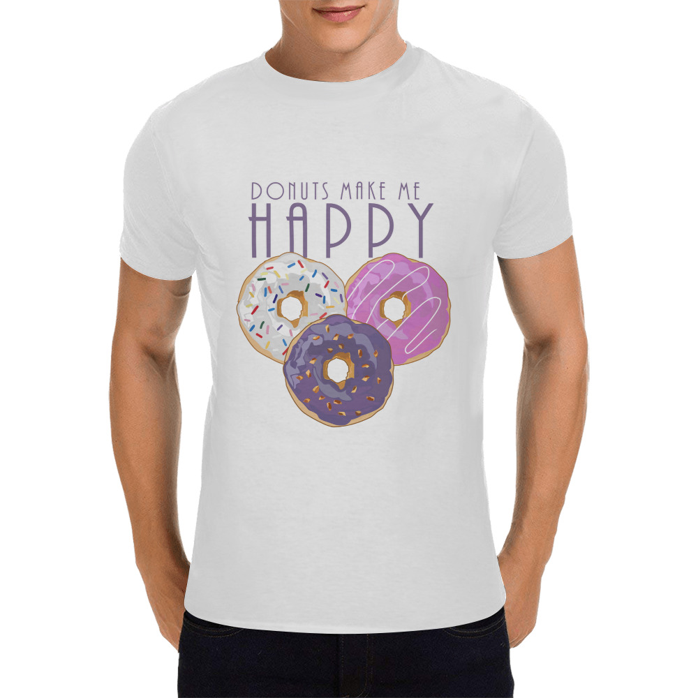 Donuts Make Me Happy Men's T-Shirt in USA Size (Front Printing Only)