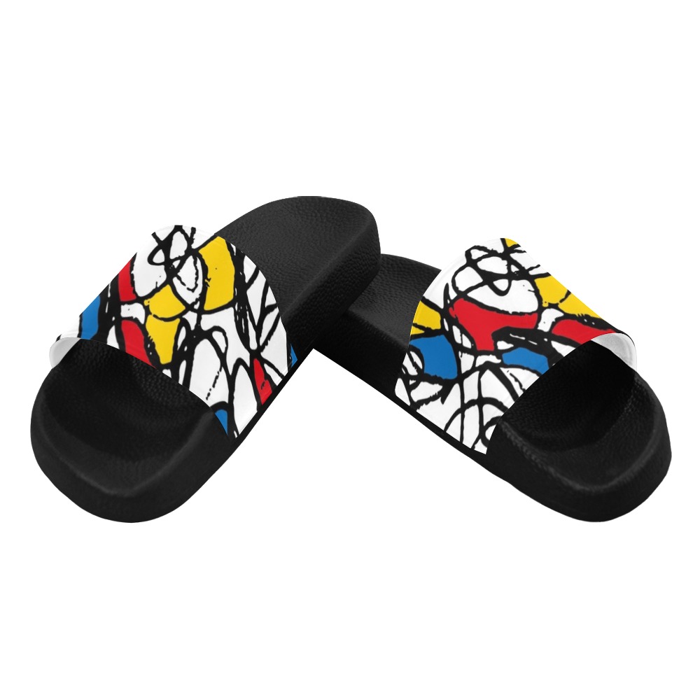 Mondrian Doodle Scribble Women's Slide Sandals (Model 057)