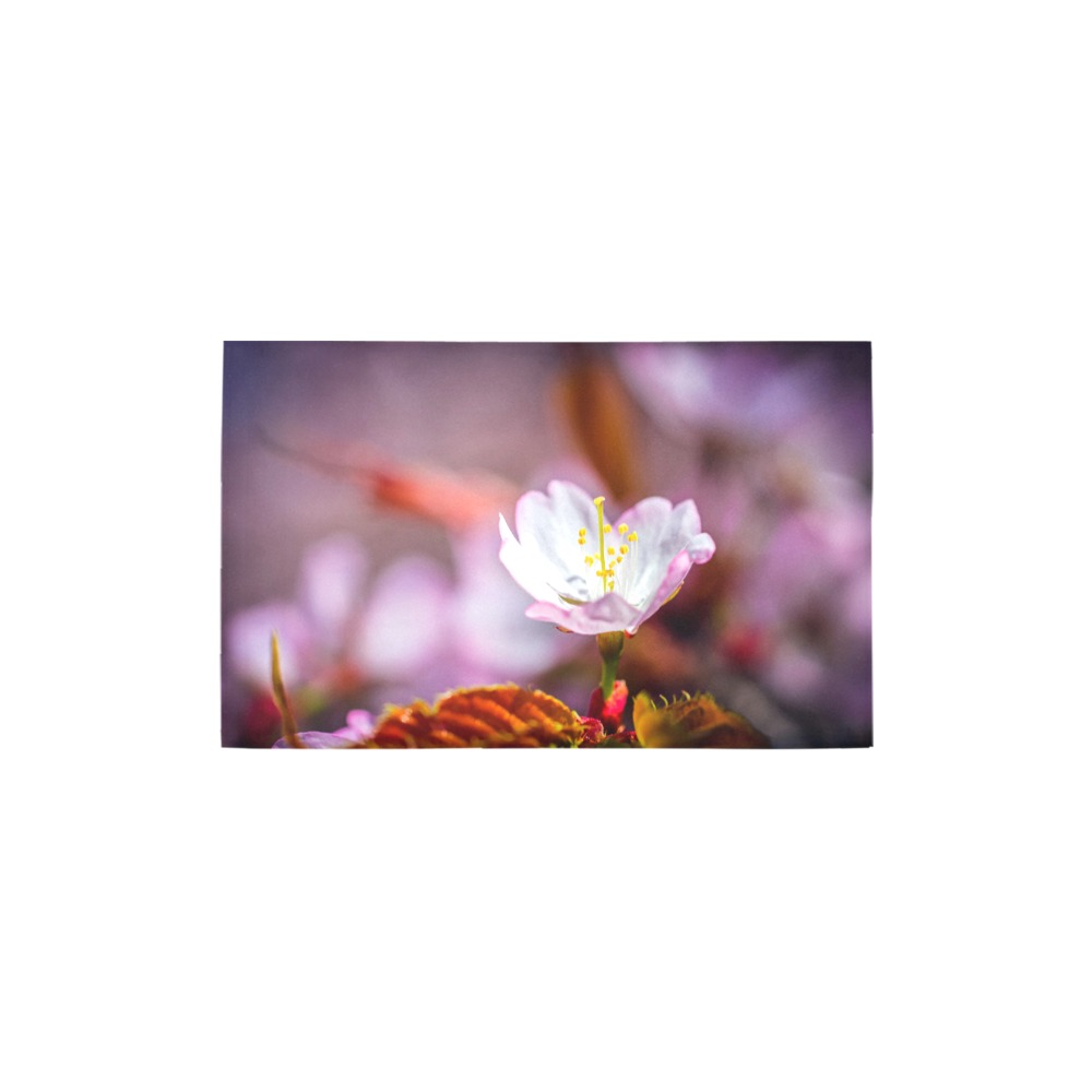 Single, elegant Sakura flowers blooming in spring. Bath Rug 20''x 32''
