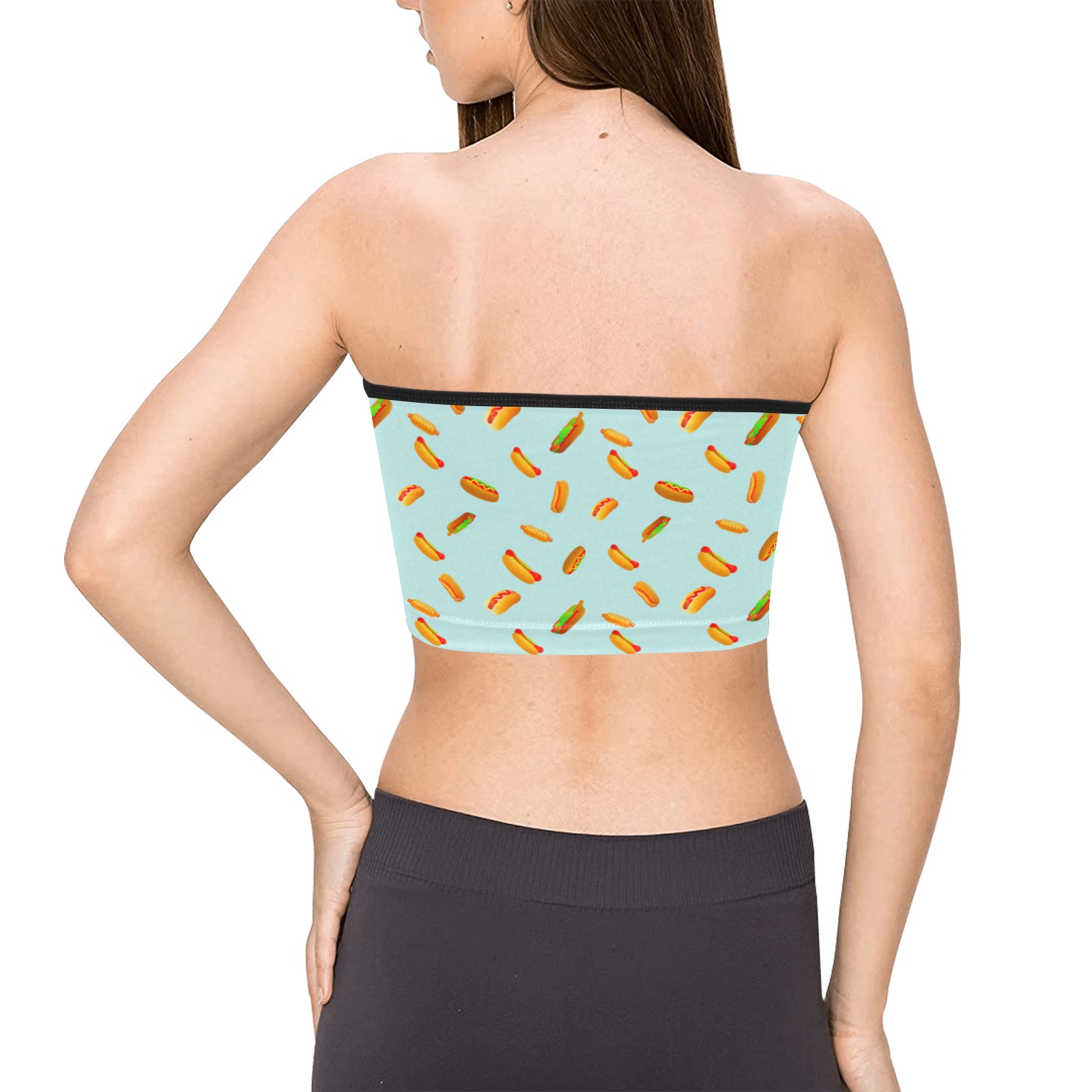 Hot Dogs on Blue Women's Tie Bandeau Top (Model T66)