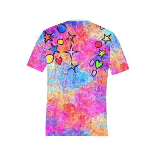 Color Stars Pop Art by Nico Bielow Men's All Over Print T-Shirt (Solid Color Neck) (Model T63)