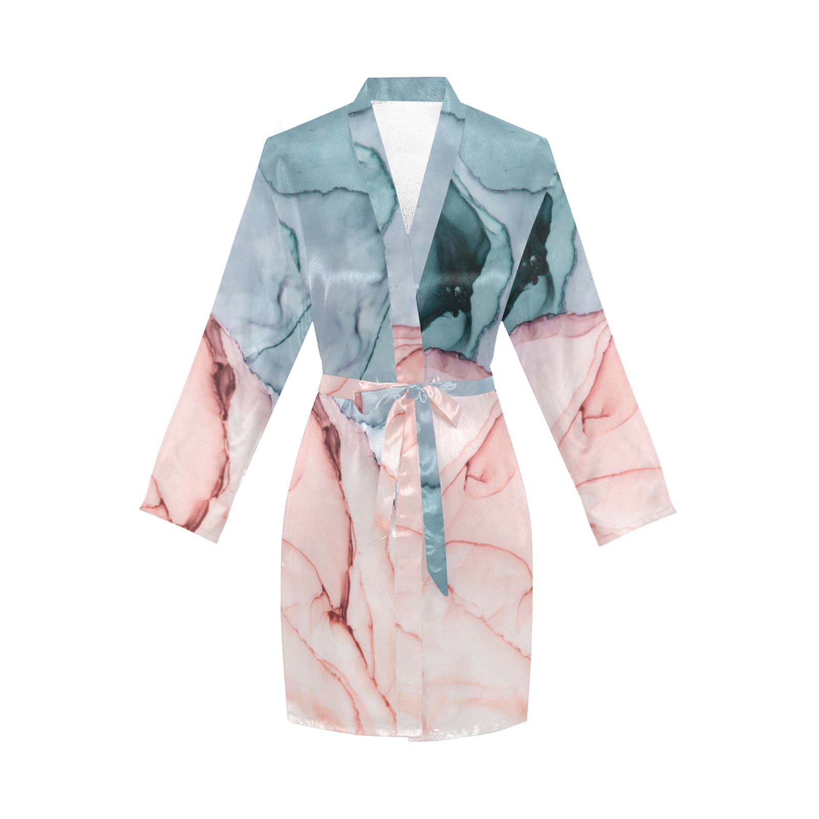 Alcohol ink colors PML 01 Women's Long Sleeve Belted Night Robe