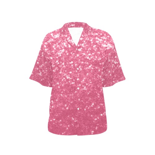 Magenta light pink red faux sparkles glitter All Over Print Hawaiian Shirt for Women (Model T58)