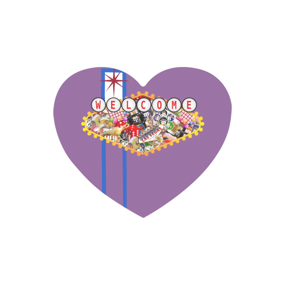 Las Vegas Icons Sign Gamblers Delight - Purple Heart-shaped Mousepad