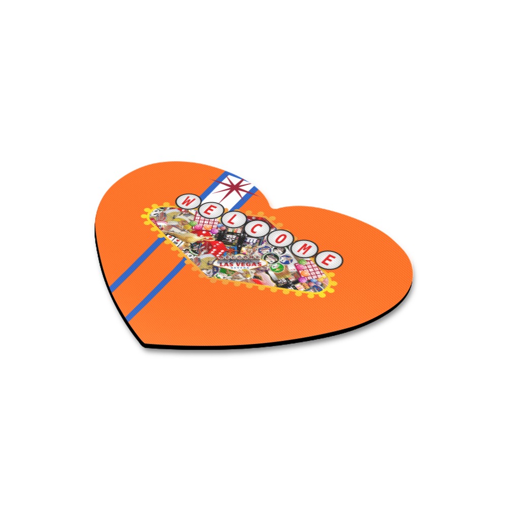 Las Vegas Icons Sign Gamblers Delight - Orange Heart-shaped Mousepad