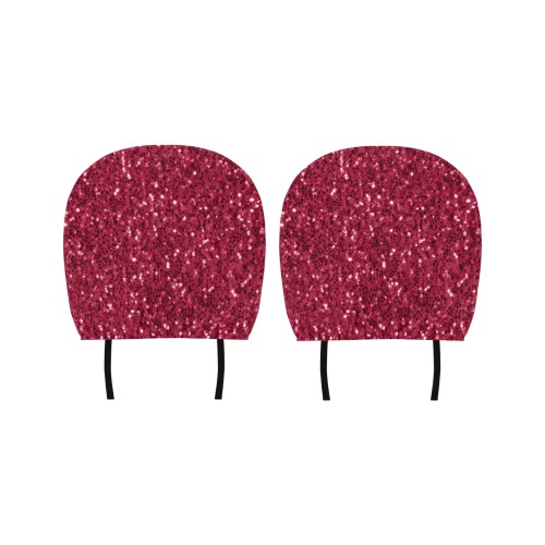 Magenta dark pink red faux sparkles glitter Car Headrest Cover (2pcs)