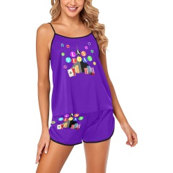 Las Vegas Pyramid / Purple Women's Spaghetti Strap Short Pajama Set