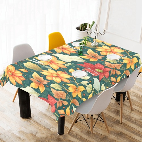 Fabulous Florals 9 Cotton Linen Tablecloth 60"x120"