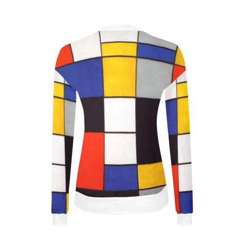 Composition A by Piet Mondrian Women's All Over Print V-Neck Sweater (Model H48)