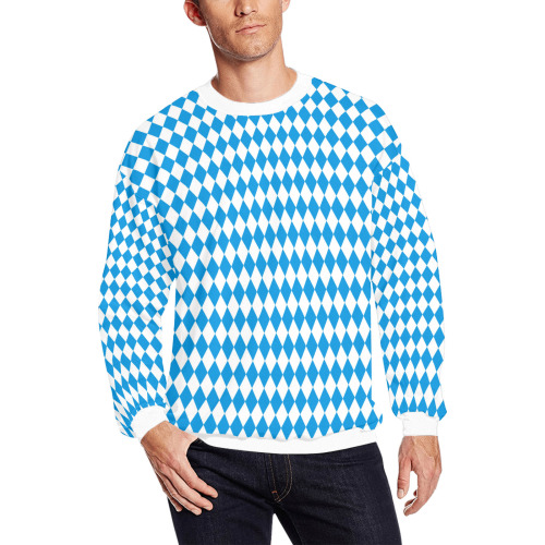 German State Of Bavaria - Flag Colors Pattern Men's Oversized Fleece Crew Sweatshirt (Model H18)