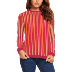 Tribal striped cream orange deep magenta All Over Print Crewneck Sweatshirt for Women (Model H18)