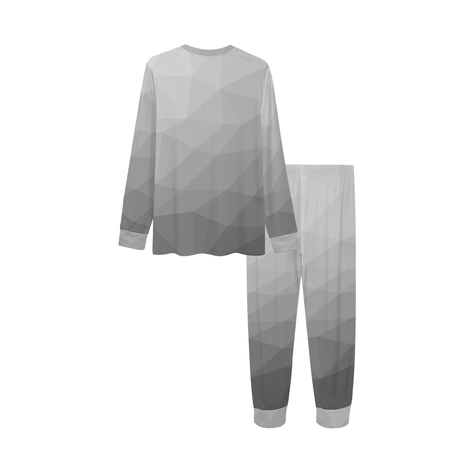 Grey Gradient Geometric Mesh Pattern Kids' All Over Print Pajama Set