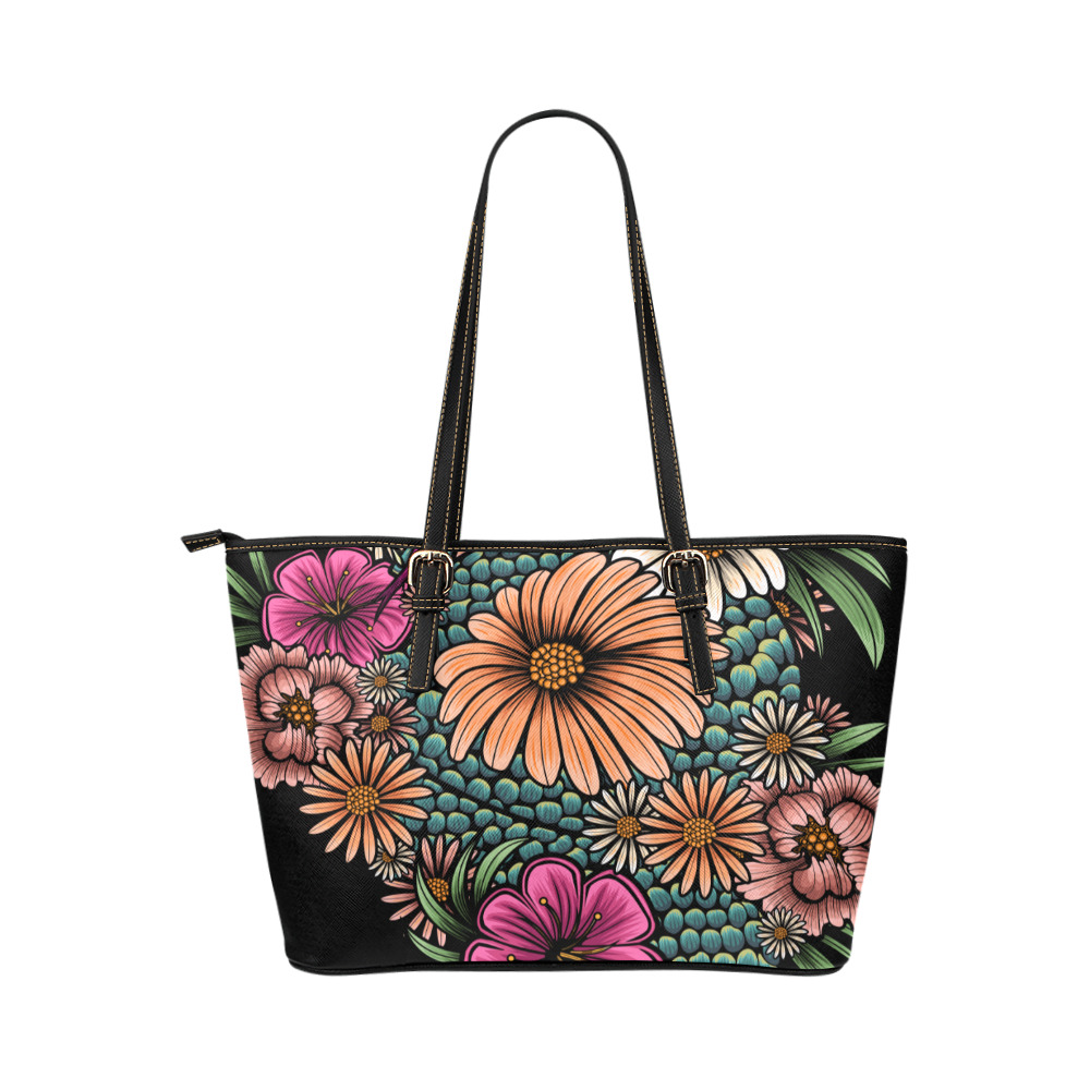 In My Garden Leather Tote Bag/Small (Model 1651)