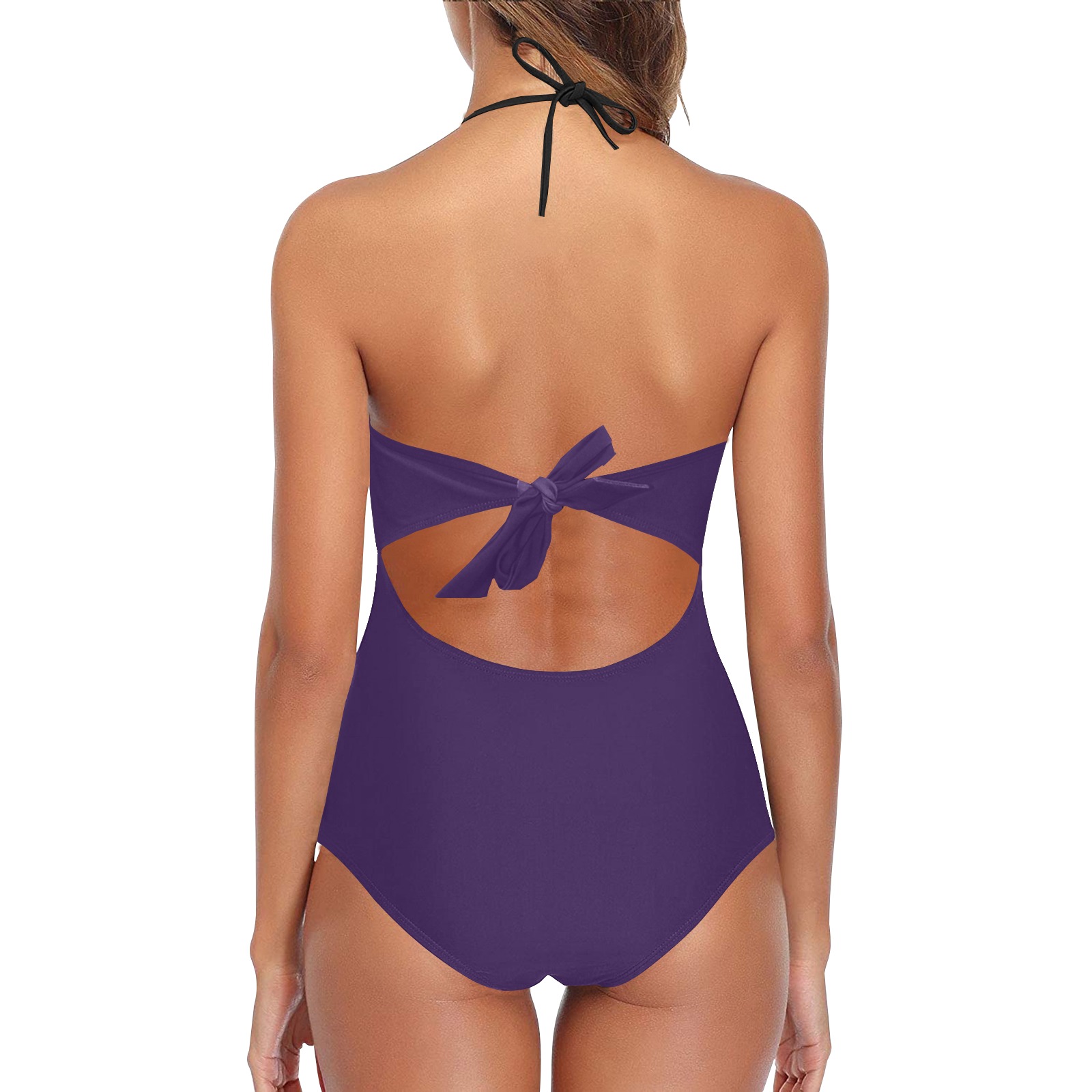 color Russian violet Lace Band Embossing Swimsuit (Model S15)