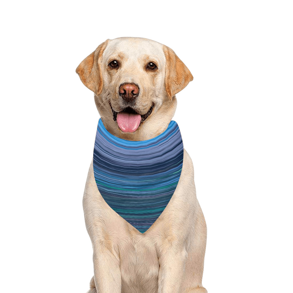 Abstract Blue Horizontal Stripes Pet Dog Bandana/Large Size