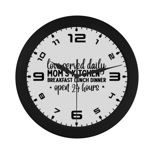 Moms Kitchen Open 24 hours Circular Plastic Wall clock