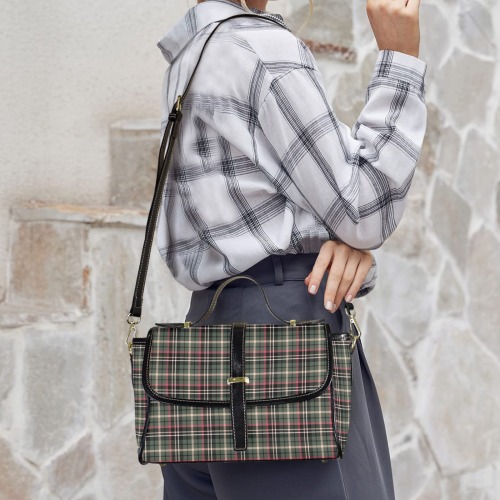 Classic Plaid Multi-Function Satchel-Black (Model 1740)