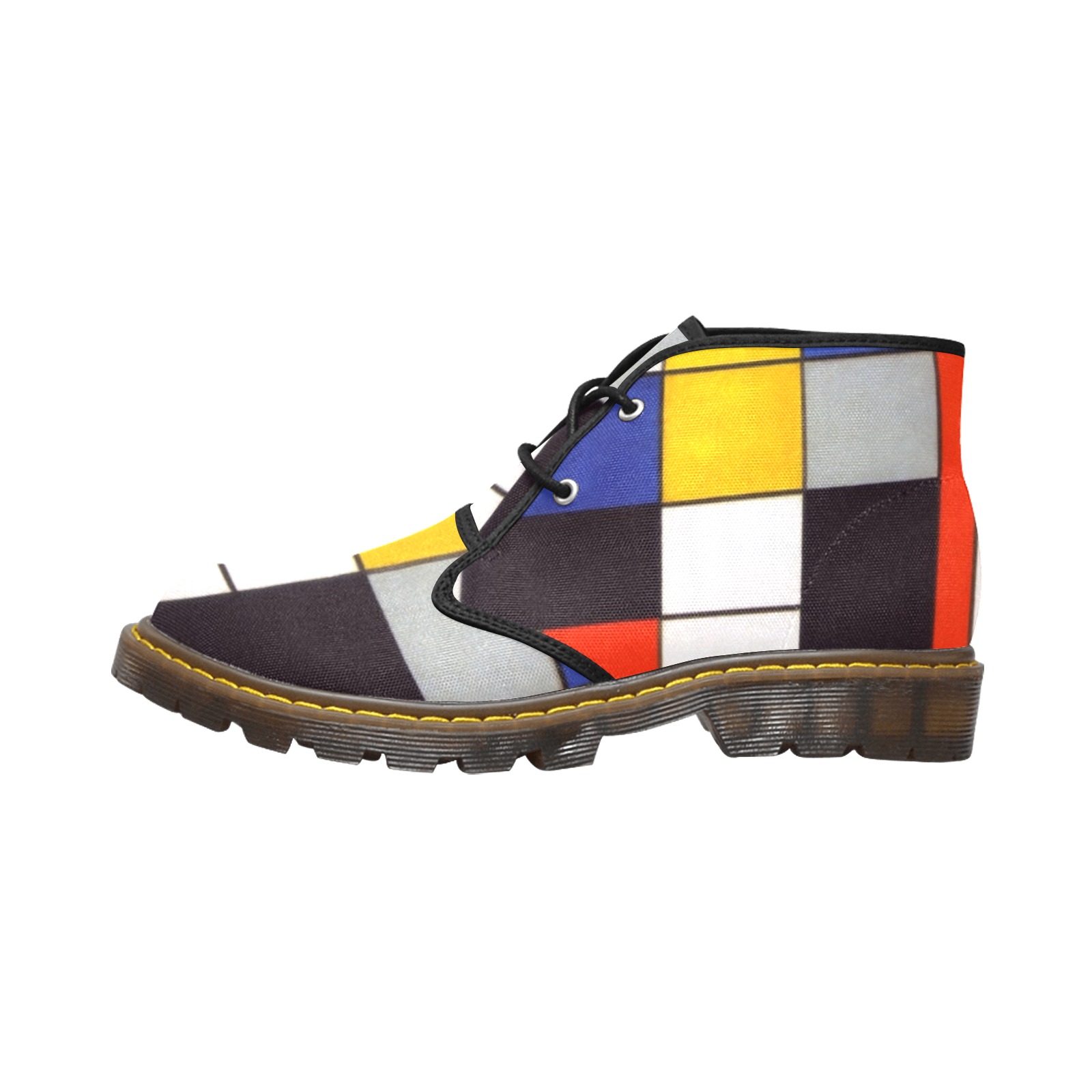 Composition A by Piet Mondrian Women's Canvas Chukka Boots (Model 2402-1)