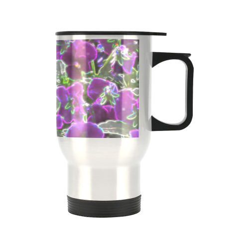 Field Of Purple Flowers 8420 Travel Mug (Silver) (14 Oz)