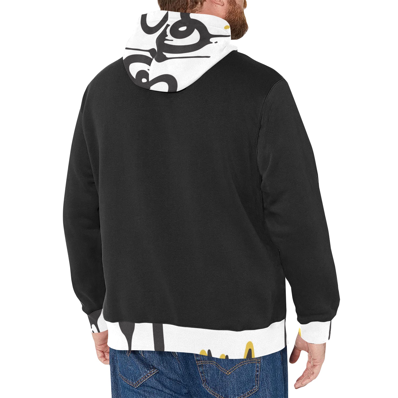 BxB Graff Hoodie Men's Fleece Hoodie w/ White Lining Hood (Model H55)