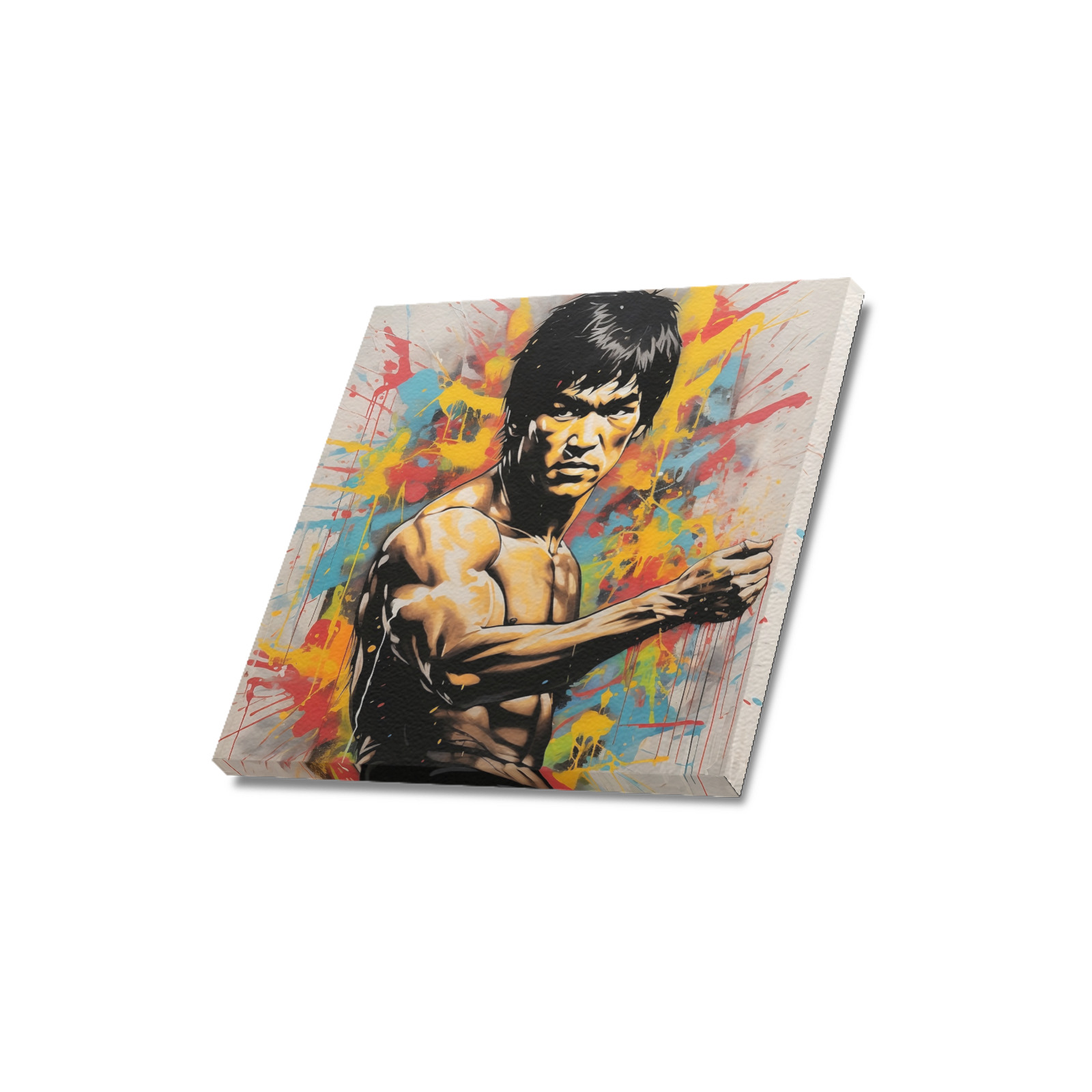 Bruce Lee in Grafitti Upgraded Canvas Print 16"x16"