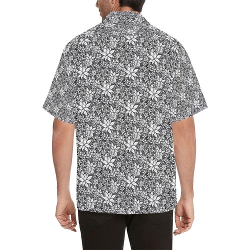 Petals in the Wind Black Pattern Hawaiian Shirt (Model T58)