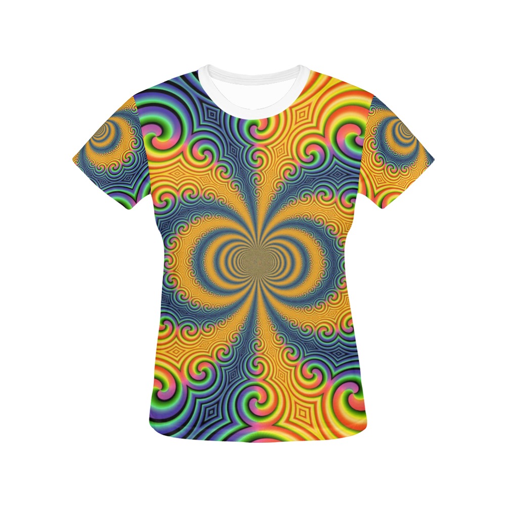 Psychedelic All Over Print T-Shirt for Women (USA Size) (Model T40)