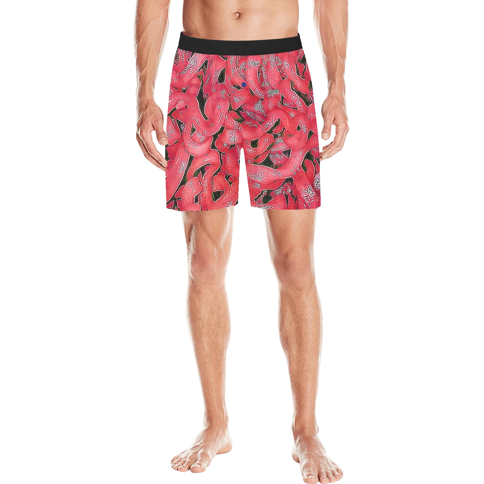 Red Ramen Men's Mid-Length Pajama Shorts (Model L46)