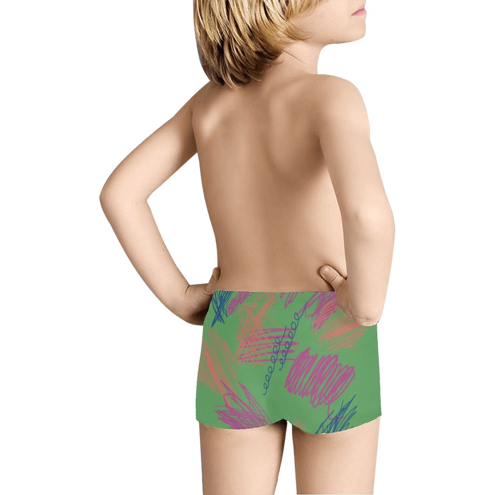 Artistic Scribbles on Green Kids' All Over Print Boxer Briefs (Model L24)