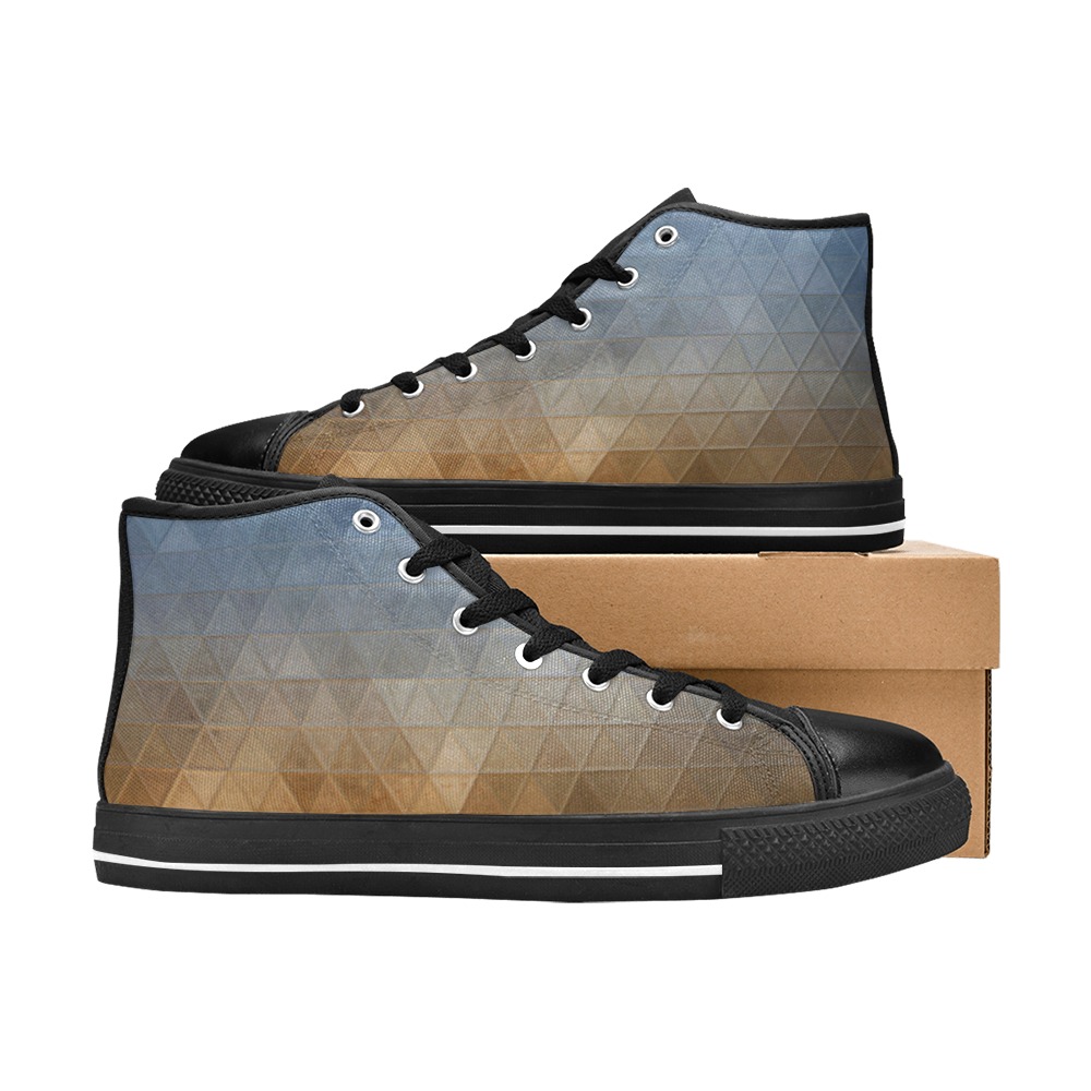 mosaic triangle 20 High Top Canvas Shoes for Kid (Model 017)