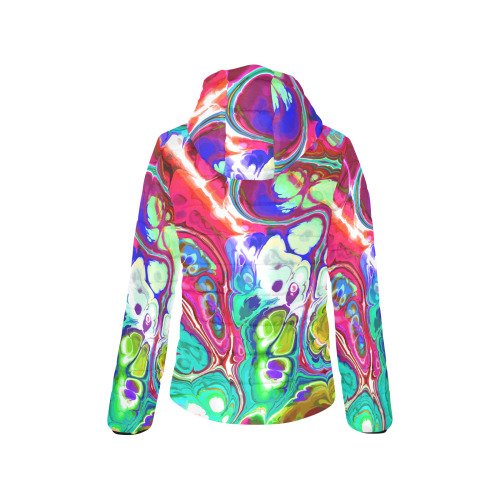 Abstract Liquid Marble Pouring Modern Art Texture Women's Padded Hooded Jacket (Model H46)