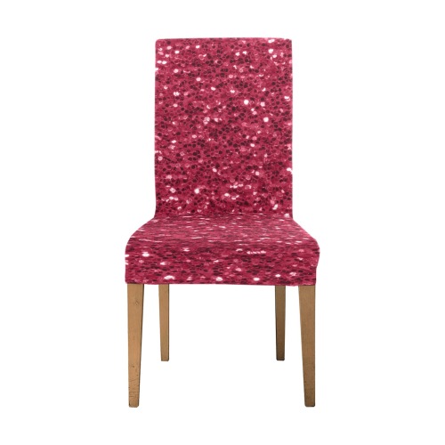 Magenta dark pink red faux sparkles glitter Removable Dining Chair Cover