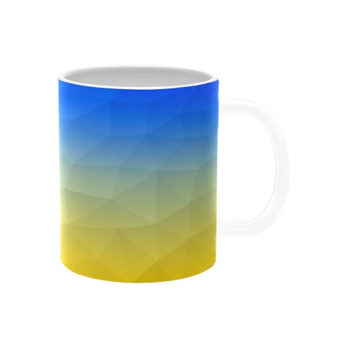 Ukraine yellow blue geometric mesh pattern White Mug(11OZ)