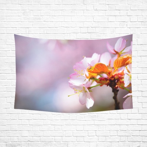 Sakura cherry blossom. The symbol of youth, beauty Polyester Peach Skin Wall Tapestry 90"x 60"