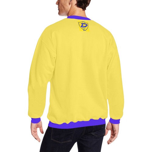 Dionio Clothing - Sweatshirt ( Yellow & Blue Shield Logo) Men's Oversized Fleece Crew Sweatshirt (Model H18)