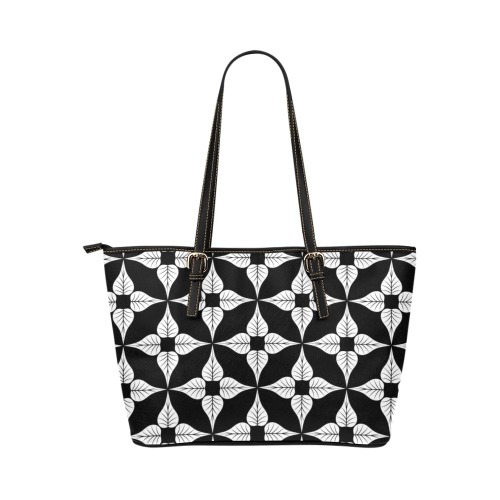 Lotus Flower Leather Tote Bag/Large (Model 1651)