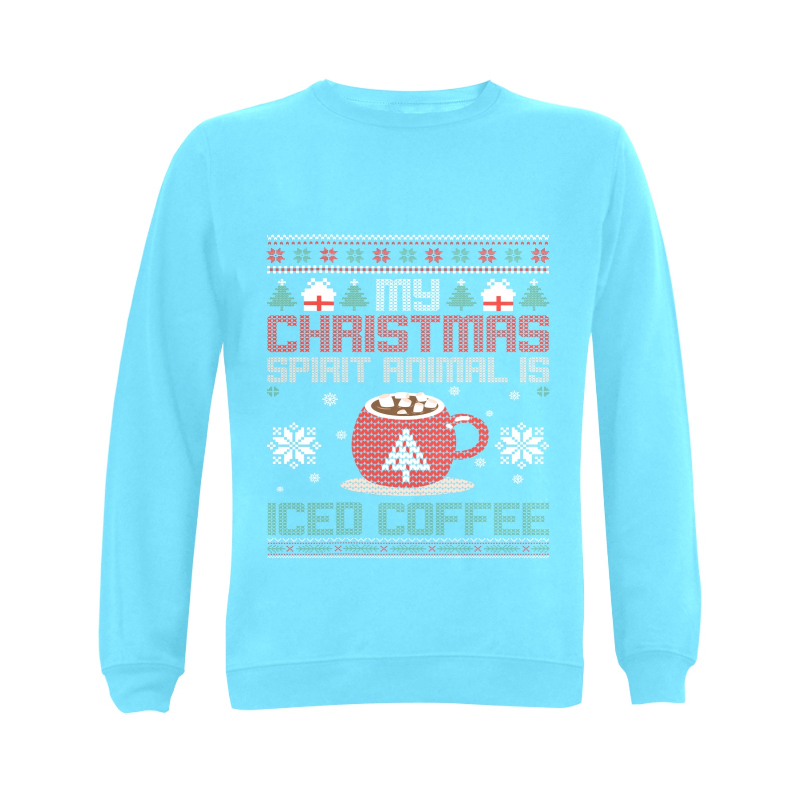 My Christmas Spirt Animal Is Iced Coffee (LB) Gildan Crewneck Sweatshirt(NEW) (Model H01)
