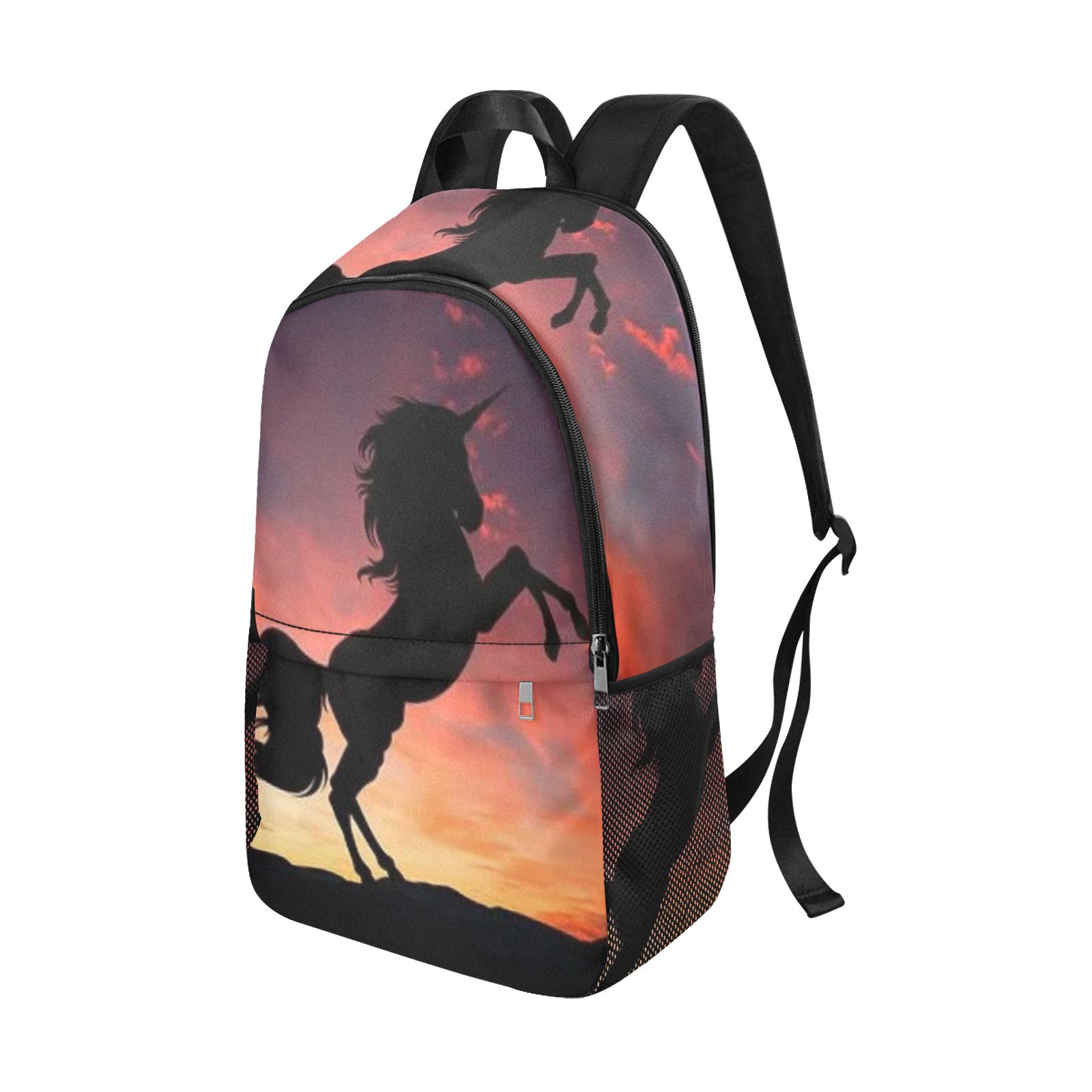 unicorn Fabric Backpack with Side Mesh Pockets (Model 1659)