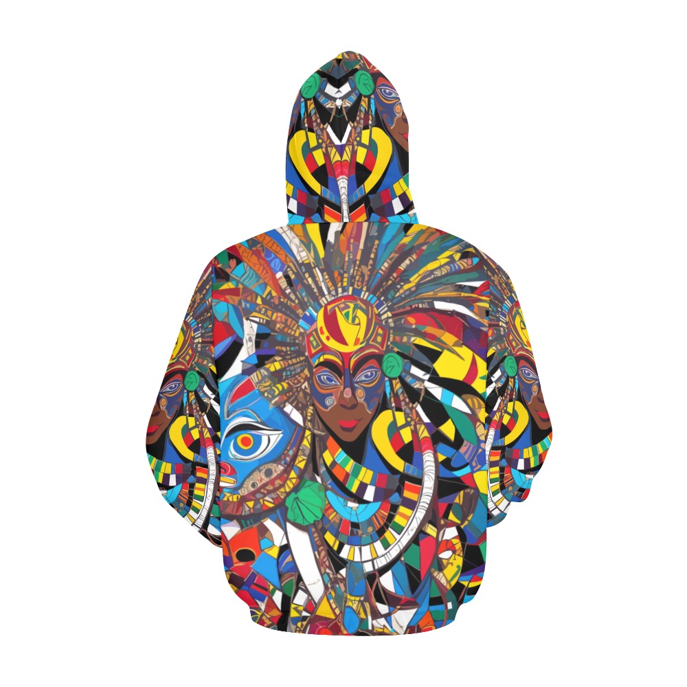 Elegant geometrical abstract of an African mask. All Over Print Hoodie for Women (USA Size) (Model H13)