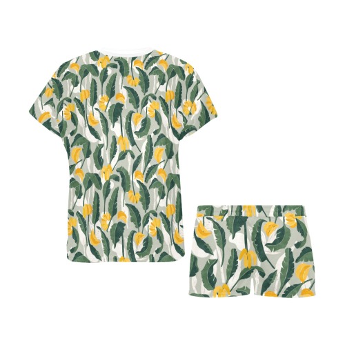 Bananas and banana leaf-964 Women's Short Pajama Set