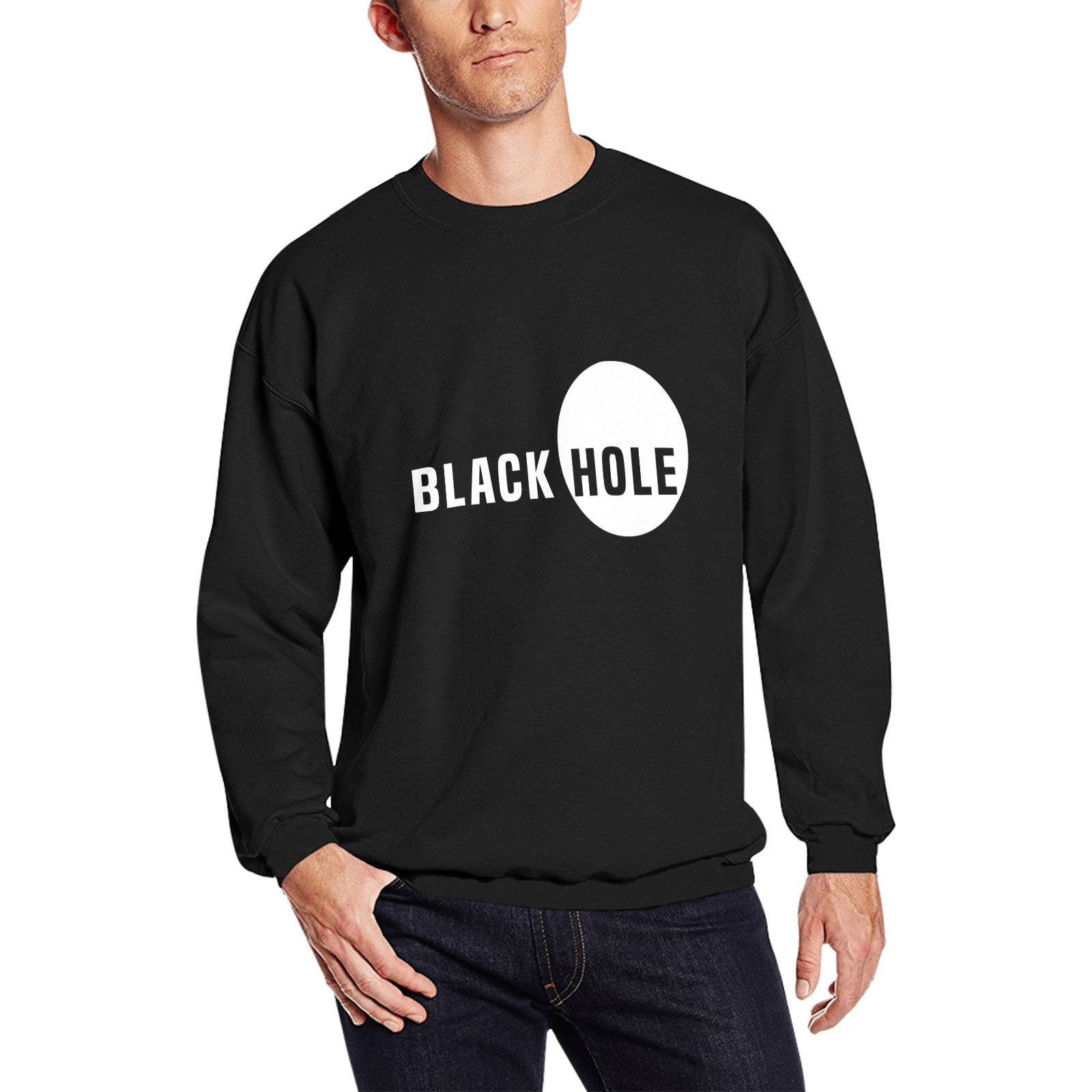 Black Hole Funny Conceptual Art For Dark Products Men's Oversized Fleece Crew Sweatshirt (Model H18)